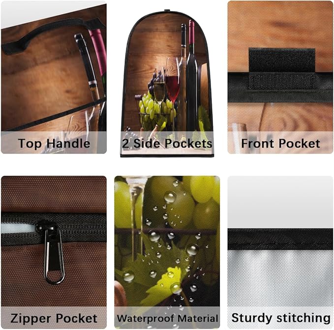 cfpolar Kitchen Aid Mixer Cover Compatible with 6-8 Quarts Grapes Wine Green Leaves Stand Mixer Cover Kitchen Aid Mixers Accessories Appliance Organizer Bag Dust Covers with Zipper Pocket