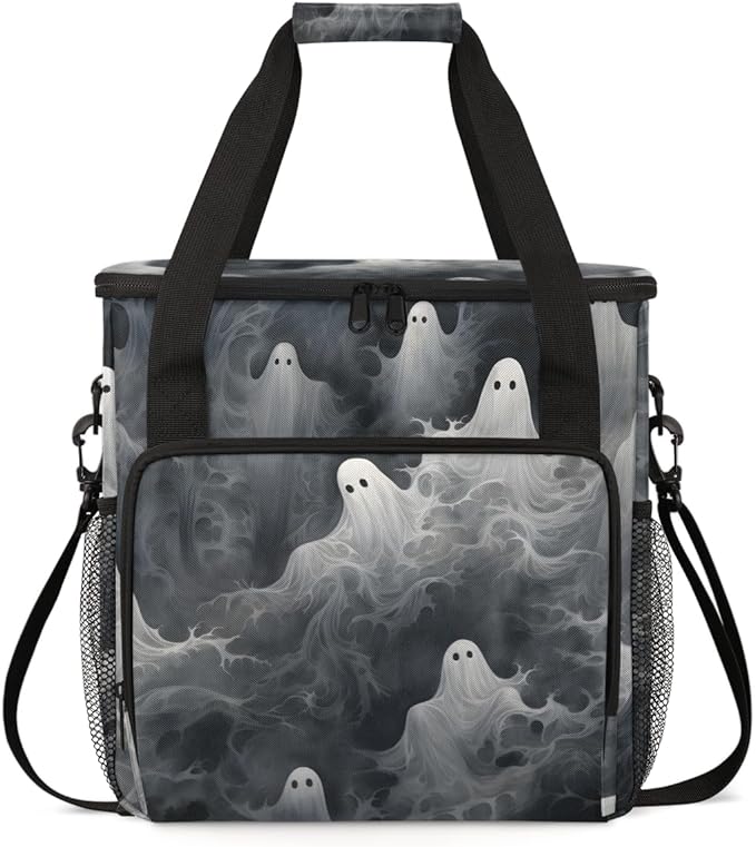 Halloween Ghosts Coffee Maker Carrying Bag Graffiti Ghosts Travel Storage Bag Compatible with K-Mini or K-Mini Plus Single Serve Coffee Brewer Carrying Case with Multiple Pockets &amp Shoulder Stra