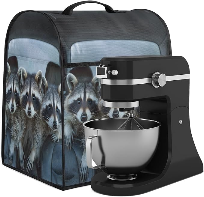 cfpolar Kitchen Aid Mixer Cover Compatible with 6-8 Quarts Cute Raccoon Animal Stand Mixer Cover Kitchen Aid Mixers Accessories Appliance Organizer Bag Dust Covers with Zipper Pocket