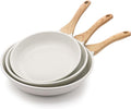 SENSARTE Nonstick Frying Pan Skillets White Ceramic Coating Omelette Pans Healthy Cookware Chef's Pan Free of PTFE &amp PFAS (9.5+11+12.5 Inch)