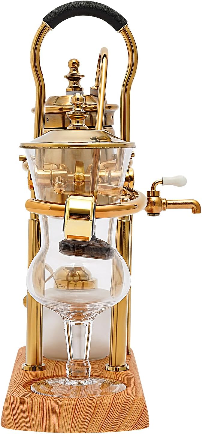 Vintage Coffee Maker Balance Siphon Coffee Maker Coffee Pot with Spoon Gold