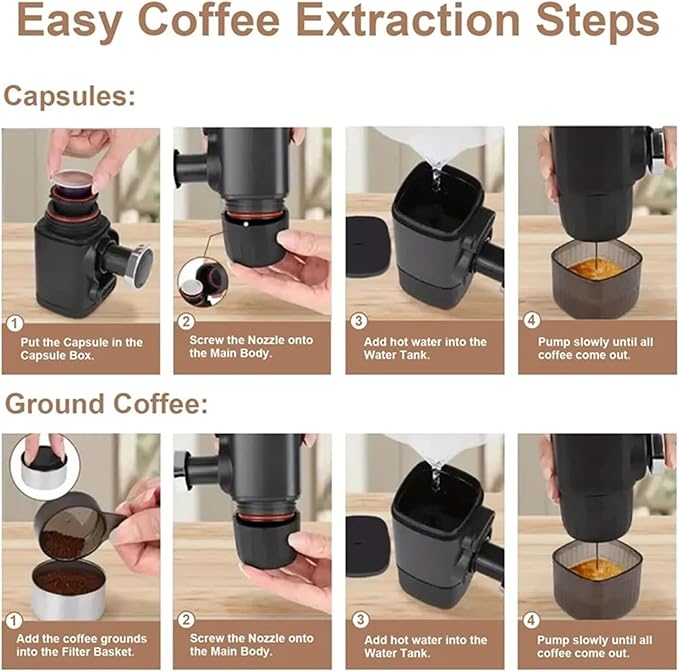 Portable Coffee Machine Portable Espresso Machine For Ground Coffee And Capsules Small Travel Coffee Machine Perfect For Camping Hiking And Offifor Outdoor Travel Picnic