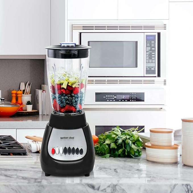 10-Speed Countertop Blender with 50oz Shatterproof Jar – 350-Watt Electric Blender with Pulse Function &amp Stainless Steel Blade – White &amp Black Kitchen Mixer for Smoothies Ice &amp More (Blac