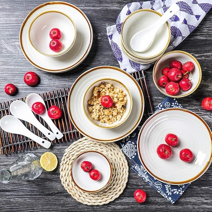 Ceramics Dinner Sets Bowl/Dish/Plate Multiple Types Dinnerware-Style Emboss Tableware Set - Family Party and Kitchen Restaurant18Pieces Plates