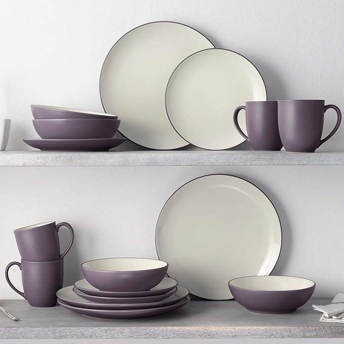 Noritake Colorwave Plum 16-Piece Coupe Dinnerware Set Service For 4