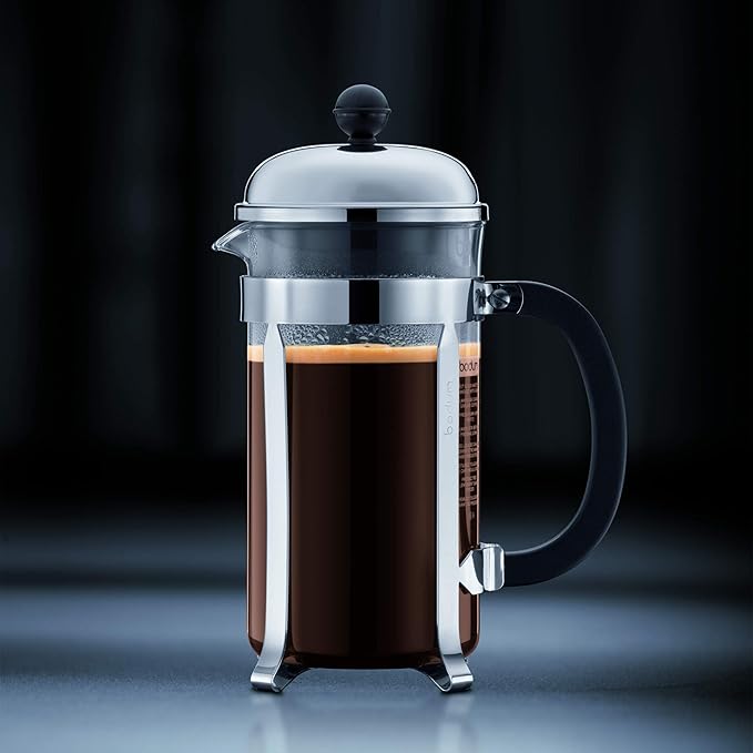 Bodum 34oz Chambord French Press Coffee Maker High-Heat Borosilicate Glass Brushed Stainless Steel – Made in Portugal