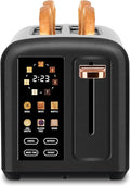 SEEDEEM Toaster 2 Slice with Touch Screen Faster Heating Speed 7 Shade Setting 6 Bread Type 1.5”Wide Slots Toaster Removable Crumb Tray 1350W Dark Chocolate