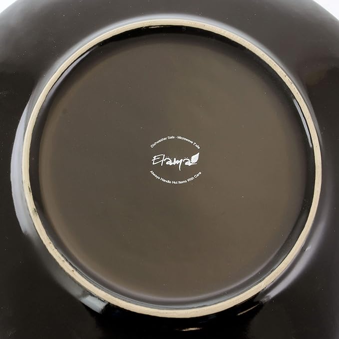 Unknown1 Midnight Blossom 16 Piece Stoneware Dinnerware Set in Blue Floral Casual Round Microwave Safe Medium