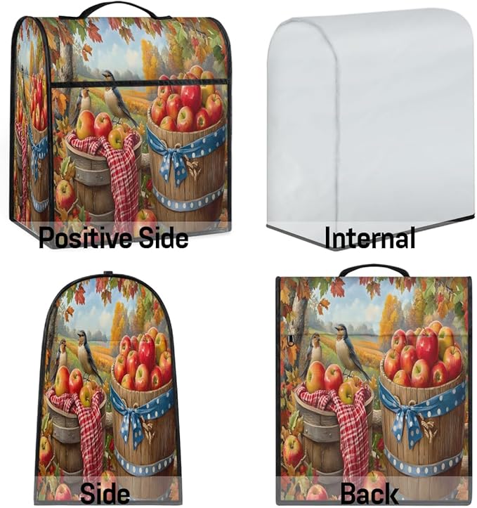 cfpolar Kitchen Aid Mixer Cover Compatible with 6-8 Quarts Autumn Apple Maple Leaves Bird Stand Mixer Cover Kitchen Aid Mixers Accessories Appliance Organizer Bag Dust Covers with Zipper Pocket
