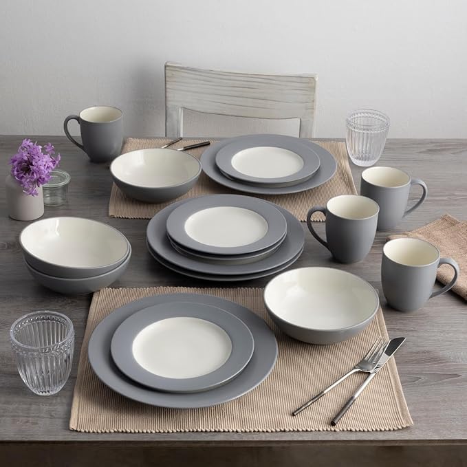 Noritake Colorwave Slate 16-Piece Rim Dinnerware Set Service For 4