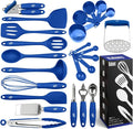 Kaluns Silicone Kitchen Utensils Set 24 Pcs Cooking Utensils Set - Can Opener Masher Turner Spatula 446°F Heat Resistant Non-Stick - Premium Silicone and Stainless Steel Utensil Set