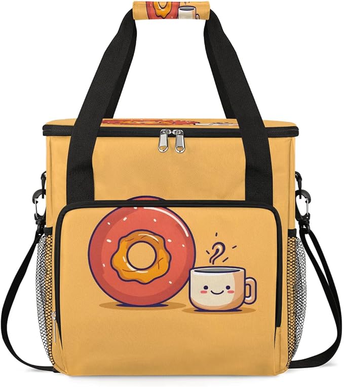 Doughnut Coffee Coffee Maker Carrying Bag Compatible with K-Mini or K-Mini Plus Portable Single Cup Coffee Maker Case with Pockets for K Cup Pods