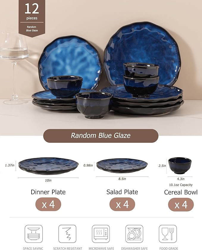 Dinnerware sets plates and bowls sets modern platesCeramic Dinnerware Sets12 Pieces Porcelain Lightweight PlatesScratch Resistant Dish Set (style - 4 4 - Set (12pcs))