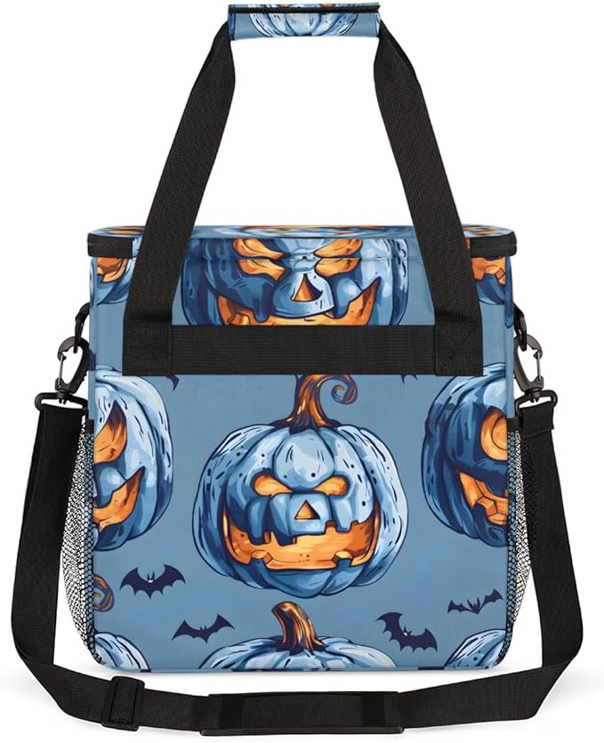 Halloween Pumpkin Coffee Maker Carrying Bag Glowing Pumpkin Travel Storage Bag Compatible with K-Mini or K-Mini Plus Single Serve Coffee Brewer Carrying Case with Multiple Pockets &amp Shoulder Str