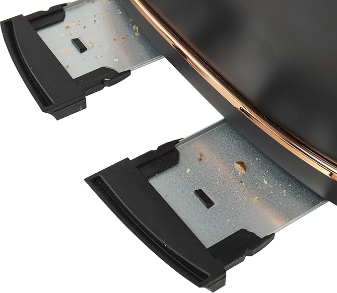 Haden Dorset 4 Slice Wide Slot Stainless Steel Toaster with Adjustable Browning Control &amp Non-Slip Feet Black &amp Copper