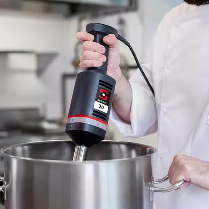 Sammic XM-21 Immersion Stick Blender Commercial Handheld Food Blender 13 Qt Capacity Variable Speed 1500–15000 RPM 9.4 Stainless Steel Arm with Splash Guard Ergonomic Grip