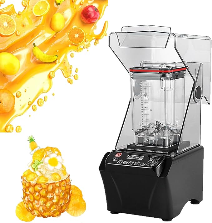 Multifunction Blender - 2000W Ice Blender with Soundproof CoverSmart Panel2000ml Cup for Smoothies Nuts Ice and Fruits
