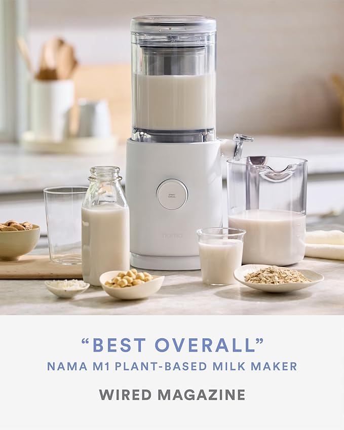 Nama M1 Plant Milk Maker – Homemade Oat Seed &amp Nut Milk Maker Machine – Smooth Creamy Texture Barista Quality Milk in Minutes – Blends &amp Strains in One Container – Easy to Clean