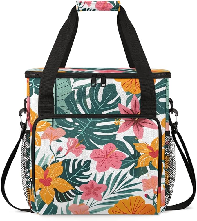 Captivating Flower Coffee Maker Carrying Bag Portable Travel Storage Tote Bag Compatible with K-Mini or K-Mini Plus Single Serve Coffee Brewer Carrying Case with Multiple Pockets &amp Shoulder Stra