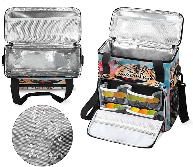 Tiger Coffee Maker Carrying Bag Oil Painting Flower Travel Storage Bag Compatible with K-Mini or K-Mini Plus Single Serve Coffee Brewer Carrying Case with Multiple Pockets &amp Shoulder Strap
