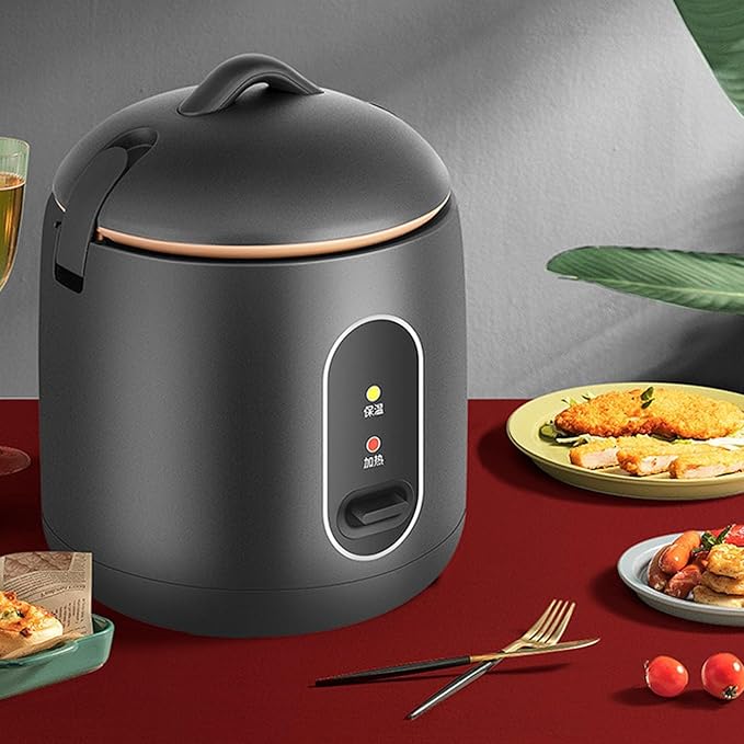 Compact Home Rice Cooker Small Black Automatic Rice Cooker 1LCapacity with Thermal Rice Cooker and Steaming Pot Liner for Dormitories and Small Kitchens