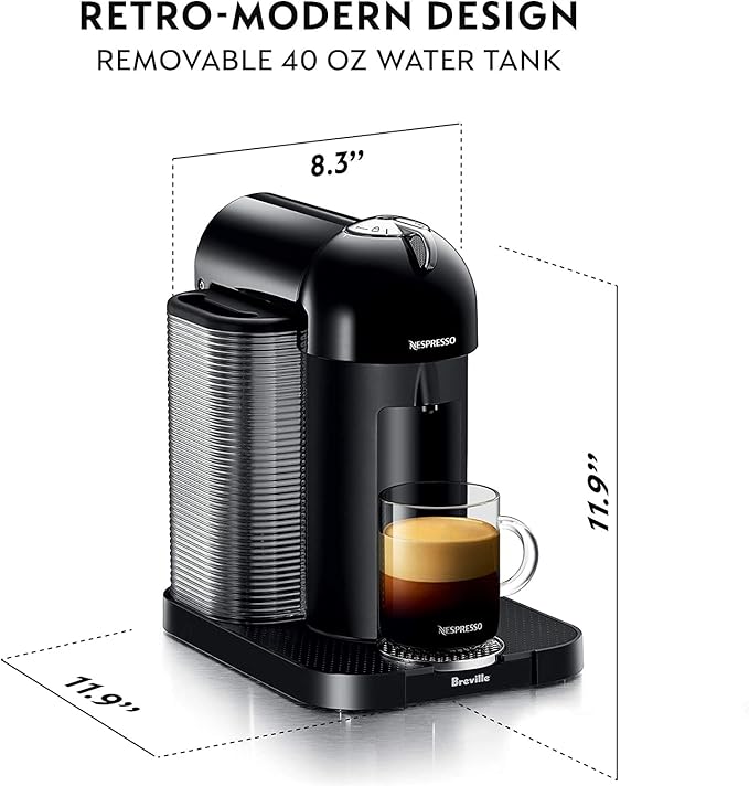 Nespresso Vertuo Coffee and Espresso Maker by Breville Black with Aeroccino Milk Frother