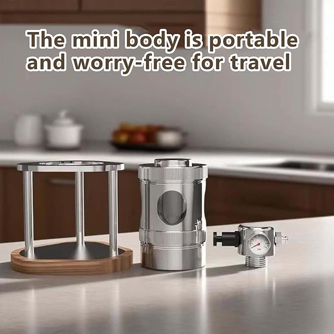 Portable Pneumatic Espresso Maker Manual Air Pressure Coffee Maker Stainless Steel 16Bar Fast Extraction Compact Design with Pressure Gauge for Home Camping