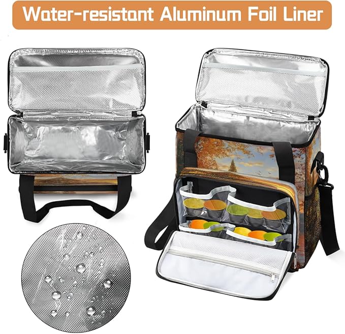 Autumn Lakeside Maple Trees Coffee Maker Carring Bag Travel Carrying Storage Tote Bag Compatible with Keurig K-Mini or K-Mini Plus Portable Single Serve Coffee Brewer Case with Pockets for K-cup Pods