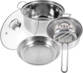 Toyvian Stainless Steel Cookware Set Soup Pot Saucepan Frying Pan with Comfortable Steel Handles Seamless Surface Easy Clean Kitchen Cooking Essentials