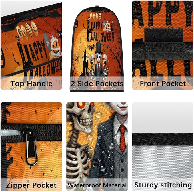 cfpolar Kitchen Aid Mixer Cover Compatible with 6-8 Quarts Skeleton Prince Pumpkin Bat Halloween Stand Mixer Cover Kitchen Aid Mixers Accessories Appliance Organizer Bag Dust Covers with Zipper Pocket