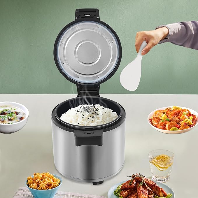 6 Gal Heavy Duty Rice Warmer 110V Electric Rice Warmer (Not Rice Cooker) with Rice Spoon Stainless Steel Food Warmer for Restaurant Party Family (Silver Type B)