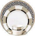 Premium Dinnerware Set for 4 16 Pieces Black and Gold Striped Dishes Set with Teacup snd Saucer Bone China Plate Sets for Brunch Housewarming Anniversary Present