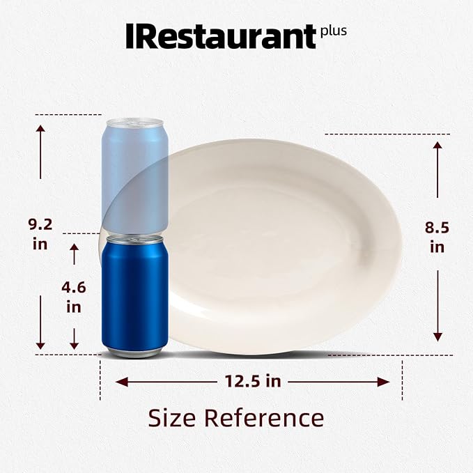 Stoneware Wide Rim Commercial Grade Dinnerware America White Oval Platter 12 1/2 x 8 1/2 Case of 12
