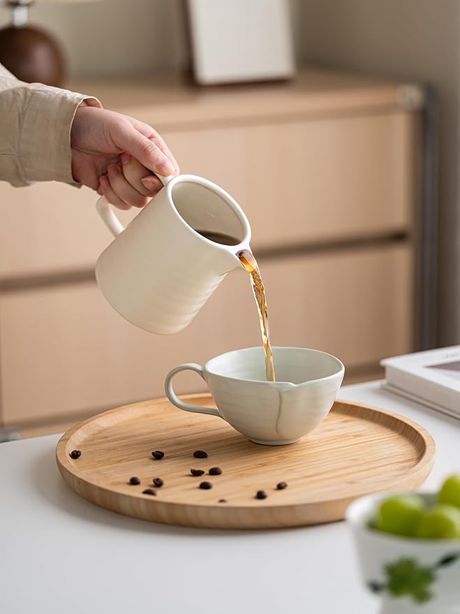 Pour Over Coffee MakerCeramic Coffee Maker With 40 pcs Paper Filter15oz/450ml Pour Over Coffee Dripper (White V02)