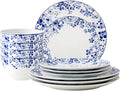Noritake Bloomington Road Blue 12-Piece Dinnerware Set Service for 4