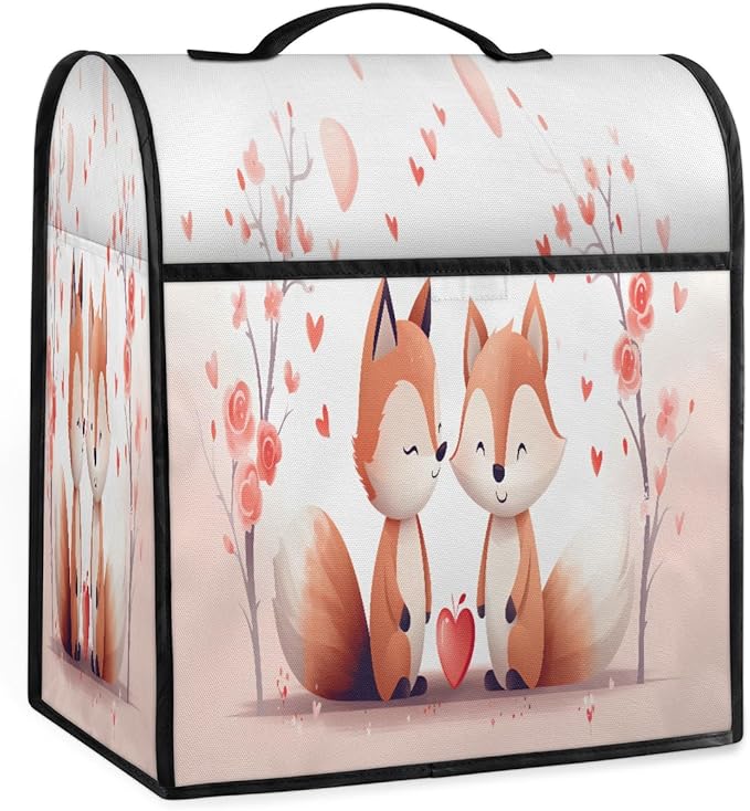 cfpolar Kitchen Aid Mixer Cover Compatible with 6-8 Quarts Animal Fox Pink Flower Stand Mixer Cover Kitchen Aid Mixers Accessories Appliance Organizer Bag Dust Covers with Zipper Pocket