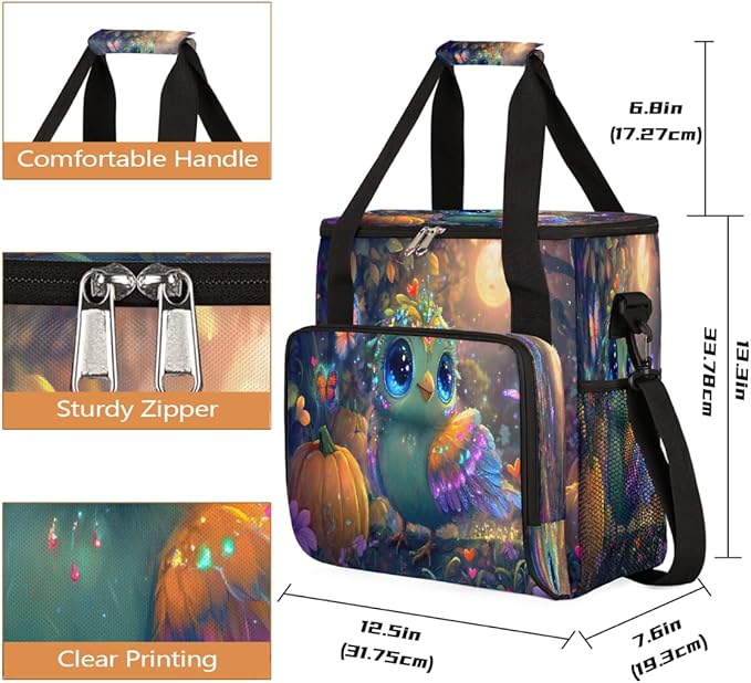 Pretty Bird Pumpkin Butterfly Coffee Maker Carring Bag Travel Carrying Storage Tote Bag Compatible with Keurig K-Mini or K-Mini Plus Portable Single Serve Coffee Brewer Case with Pockets