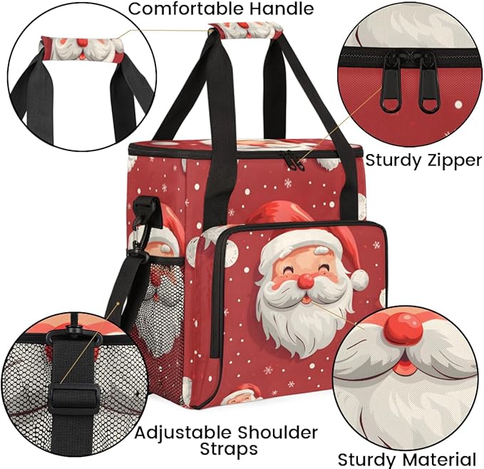 Cute Santa Claus Coffee Maker Carrying Bag Watercolor Santa Claus Travel Storage Bag Compatible with K-Mini or K-Mini Plus Single Serve Coffee Brewer Carrying Case with Pockets &amp Shoulder Strap