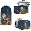 Unique Toaster 2 Slice Cover Thanksgiving Day Decorations Set Blender Bread Toaster Slow Cooker Cover Fit for Most 6-8 Qt Slow Cookers Mushroom Moon (Blue)