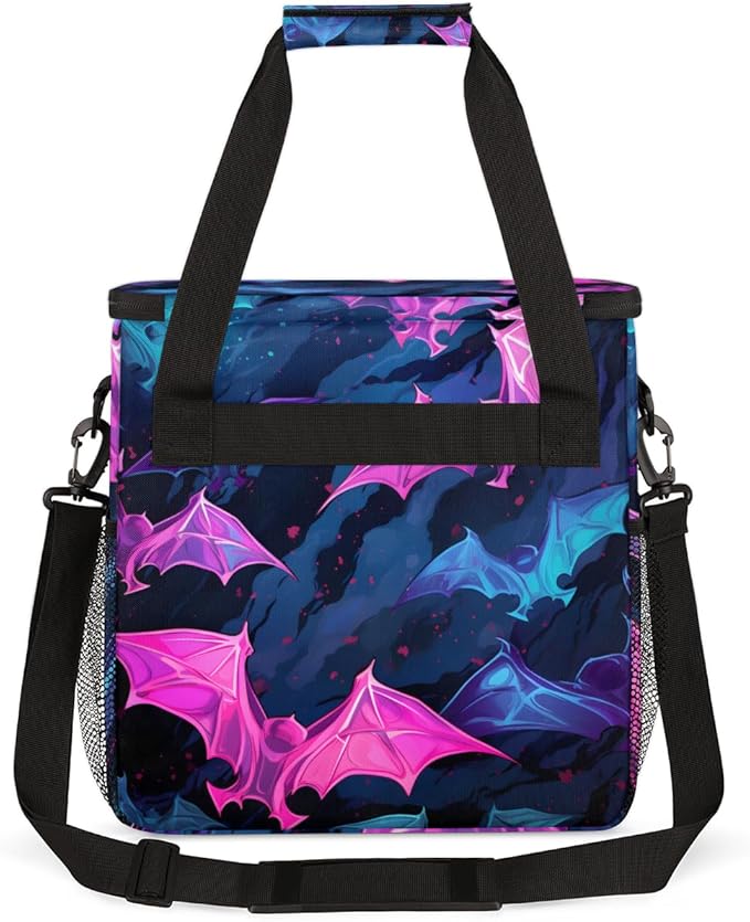 Gothic Bat Coffee Maker Carrying Bag Glitter Bat Travel Storage Bag Compatible with K-Mini or K-Mini Plus Single Serve Coffee Brewer Carrying Case with Multiple Pockets &amp Shoulder Strap