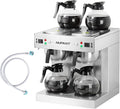 Dual Drip Commercial Coffee Maker with Water Line 200 Cup/H 7.2L Auto-Filling Drip Coffee Maker Machine with 4 Carafes &amp 4 Warmers Stainless Steel Pour over Double Coffee Brewer for Restaurant