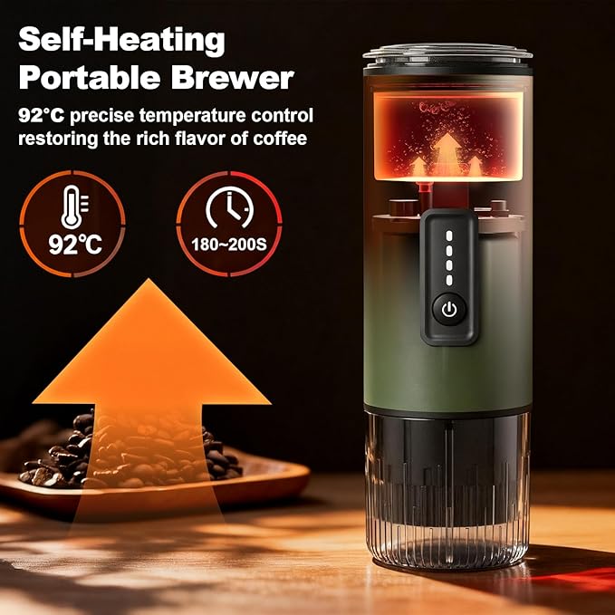 Portable Espresso Maker 3 in 1 Coffee Maker Set with Carrying Bag and Coffee Stand Coffee Machine Works with Ground Coffee &amp Capsule Pod Self-Heating Brewer with USB-C for Travel Hiking Offic