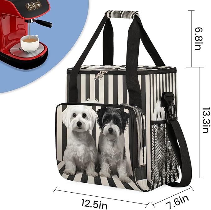 Stripes Dog Coffee Maker Carrying Bag for Keurig K-Mini or K-Mini Plus Storage Portable Coffee Maker Travel Bag