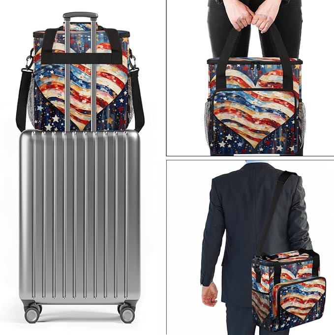 Passion &amp Patriotism 4th of July Coffee Maker Carrying Bag Travel Storage Bag Compatible with K-Mini or K-Mini Plus Single Serve Coffee Brewer Carrying Case with Multiple Pockets &amp Shoulder