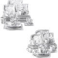 MALACASA FLORA 30 Piece Marble Grey Square Dinnerware Sets Bundle With ELVIRA 30 Piece Grey Dinner Set