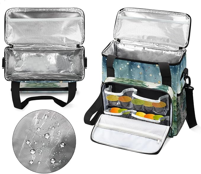 Oil Painting Christmas Tree Coffee Maker Carrying Bag Travel Storage Bag Compatible with K-Mini or K-Mini Plus Single Serve Coffee Brewer Carrying Case with Multiple Pockets &amp Shoulder Strap