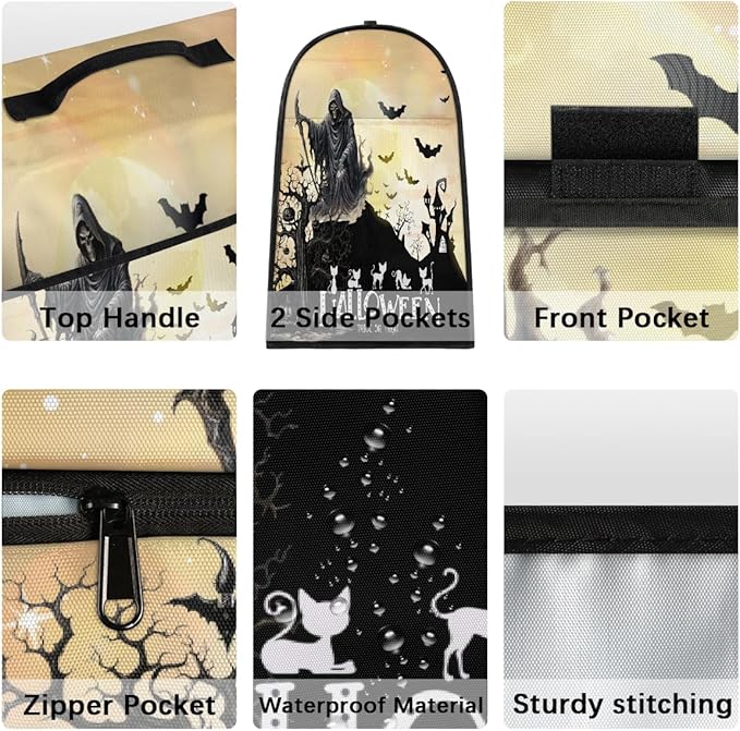 cfpolar Kitchen Aid Mixer Cover Compatible with 6-8 Quarts Halloween Grim Reaper Bat Stand Mixer Cover Kitchen Aid Mixers Accessories Appliance Organizer Bag Dust Covers with Zipper Pocket