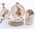 Broncs &amp Brands 12 Piece Dinnerware Set of Four Place Settings Including Dinner Plates Salad Plates and Dinner Bowls