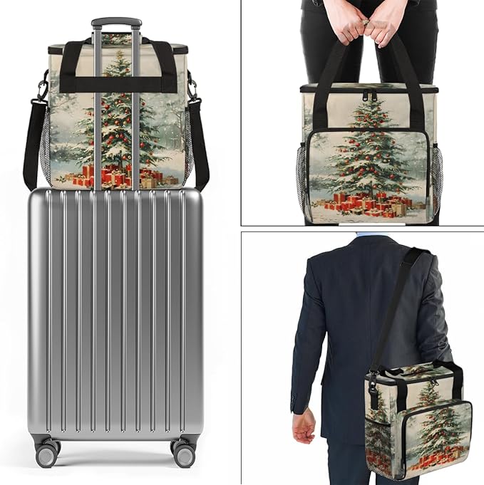 Dreamy Tree Coffee Maker Carrying Bag Christmas Festivals Travel Storage Bag Compatible with K-Mini or K-Mini Plus Single Serve Coffee Brewer Carrying Case with Multiple Pockets &amp Shoulder Strap