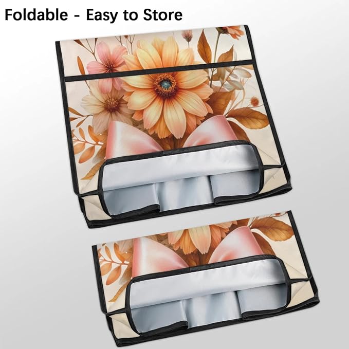 Kitchen Aid Mixer Cover Flower Floral Bow Stand Mixer Cover Compatible with 6-8 Quarts Stand Mixers Dust Covers with Zipper Pocket Foldable Washable Kitchen Aid Organizer Bag
